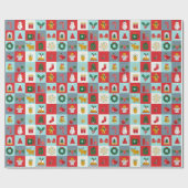 Niedliches Retro Winter Icon Muster Geschenkpapier (Flach)
