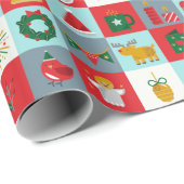 Niedliches Retro Winter Icon Muster Geschenkpapier (Rolleneckpunkt)