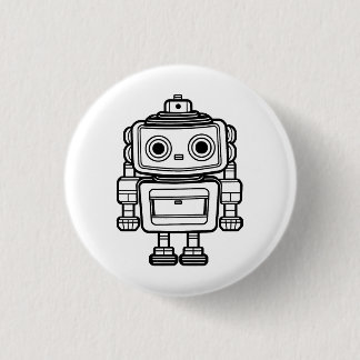 Niedliches Retroboter-Cartoon-Abzeichen Button