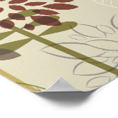 Niedliches Retrobraun, beige Blumenmuster Poster (Ecke)