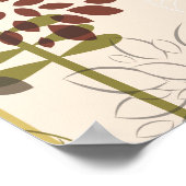 Niedliches Retrosa, braunes Blumenmuster Poster (Ecke)