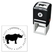 Niedliches Rhino-Safari-Rückhollabel Permastempel (Beispiel)