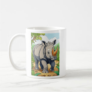 Niedliches Rhinoceros Cartoon Sticker Style Baby Kaffeetasse