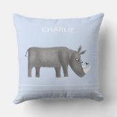 Niedliches Rhinoceros Personalisiert Kissen (Rückseite)