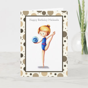 Niedliches Rhythmisches Gymnast mit Ball Happy Bir Karte