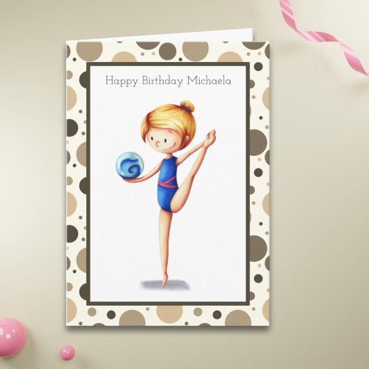 Niedliches Rhythmisches Gymnast mit Ball Happy Bir Karte