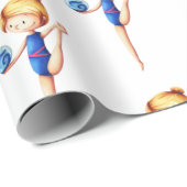 Niedliches Rhythmusgymnast am Blauen Leotard mit B Geschenkpapier (Rolleneckpunkt)