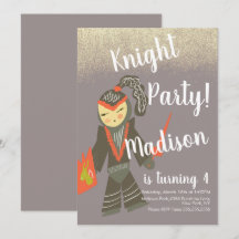 Niedliches Ritter Party Doodle Einladung