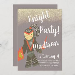 Niedliches Ritter Party Doodle Einladung