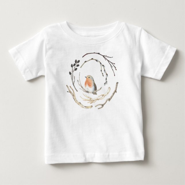 Niedliches Robin Sparrow-Vogelbaby Custom Shirt (Vorderseite)