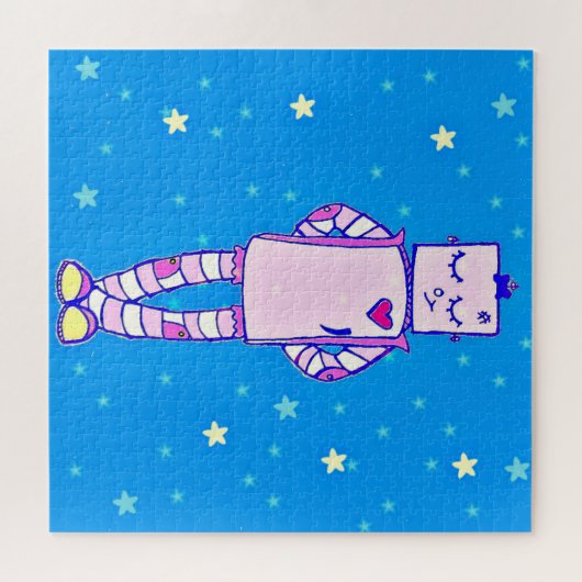 Niedliches Robot and Stars Puzzle (Horizontal)