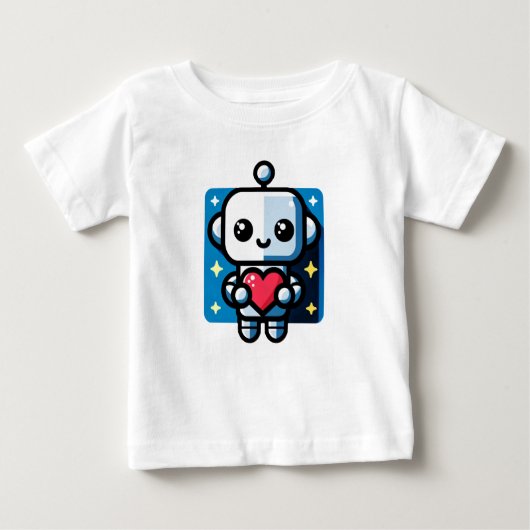 Niedliches Robot Holding Heart - Adorable Liebe & Baby T-shirt (Vorderseite)