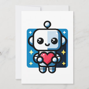 Niedliches Robot Holding Heart - Adorable Liebe & Feiertagskarte