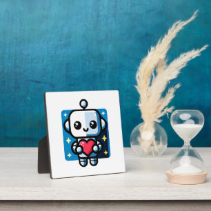 Niedliches Robot Holding Heart - Adorable Liebe &  Fotoplatte