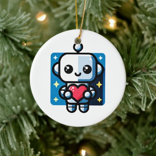 Niedliches Robot Holding Heart - Adorable Liebe & Keramik Ornament (Baum)