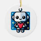 Niedliches Robot Holding Heart - Adorable Liebe & Keramik Ornament (Vorne)