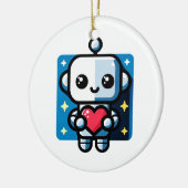 Niedliches Robot Holding Heart - Adorable Liebe & Keramik Ornament (Links)