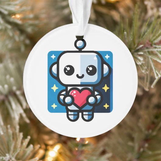 Niedliches Robot Holding Heart - Adorable Liebe & Ornament (Baum)