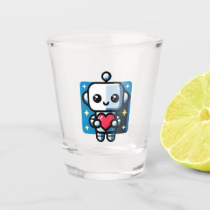Niedliches Robot Holding Heart - Adorable Liebe &  Schnapsglas