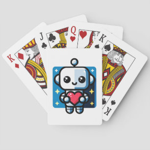 Niedliches Robot Holding Heart - Adorable Liebe &  Spielkarten