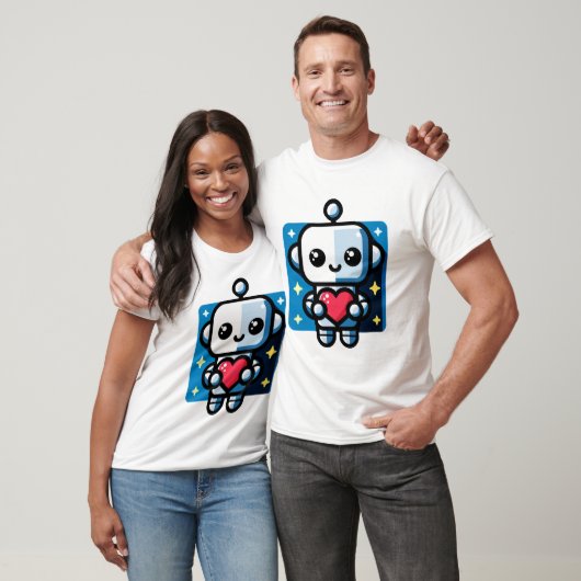 Niedliches Robot Holding Heart - Adorable Liebe &  T-Shirt (Unisex)