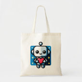Niedliches Robot Holding Heart - Adorable Liebe &  Tragetasche (Vorne)