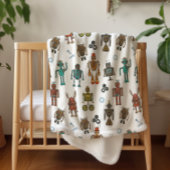 Niedliches Robot Pattern Kids Sherpa Blanket Sherpadecke