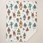 Niedliches Robot Pattern Kids Sherpa Blanket Sherpadecke (Vorderseite)