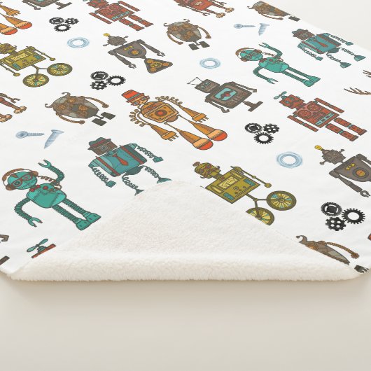 Niedliches Robot Pattern Kids Sherpa Blanket Sherpadecke (3/4)