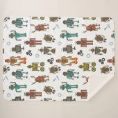 Niedliches Robot Pattern Kids Sherpa Blanket Sherpadecke (Vorderseite (Horizontal))