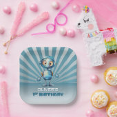 Niedliches Robot Thema 1. Geburtstag Party Pappteller (Party)