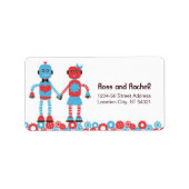 Niedliches Robot Theme Wedding Adressaufkleber (Vorne)