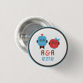 Niedliches Robot Theme Wedding Button (Vorne & Hinten)