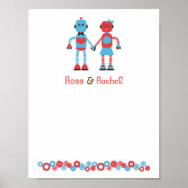 Niedliches Robot Theme Wedding Poster