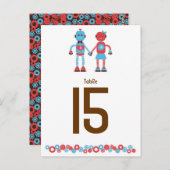 Niedliches Robot Theme Wedding Postkarte (Vorne/Hinten)