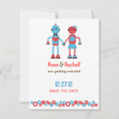 Niedliches Robot Theme Wedding Save the Date (Vorderseite)