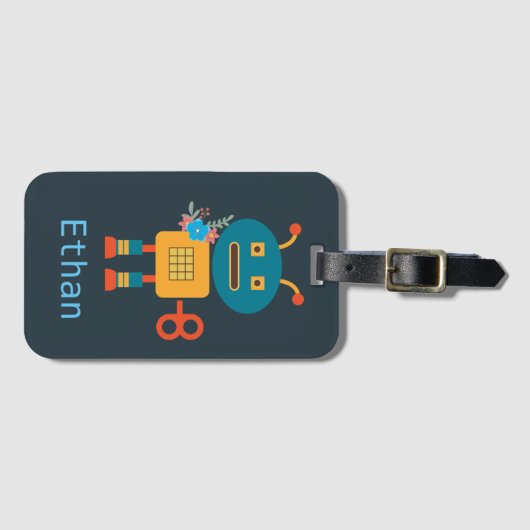 Niedliches Roboterdesign Gepäckanhänger (Vorderseite (Horizontal))