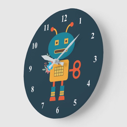 Niedliches Roboterdesign Große Wanduhr (Winkel)