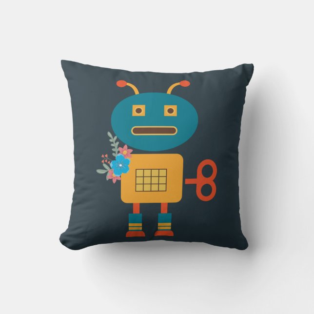 Niedliches Roboterdesign Kissen (Vorderseite)
