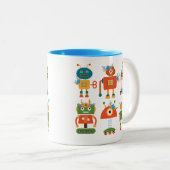 Niedliches Roboterdesign Zweifarbige Tasse (VorderseiteRechts)