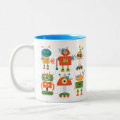 Niedliches Roboterdesign Zweifarbige Tasse (Links)