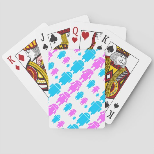 Niedliches Roboterfamilienmuster Spielkarten (Rückseite)