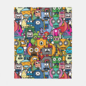 Niedliches Robotermuster Fleecedecke (Vorderseite)