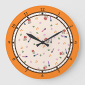 Niedliches Robotermuster Große Wanduhr (Vorderseite)