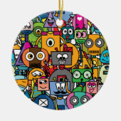 Niedliches Robotermuster Keramik Ornament (Vorne)