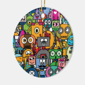 Niedliches Robotermuster Keramik Ornament (Links)