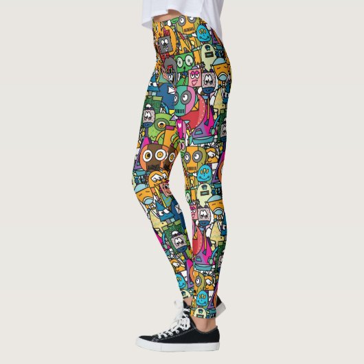 Niedliches Robotermuster Leggings (Links)