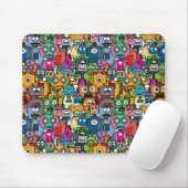 Niedliches Robotermuster Mousepad (Mit Mouse)