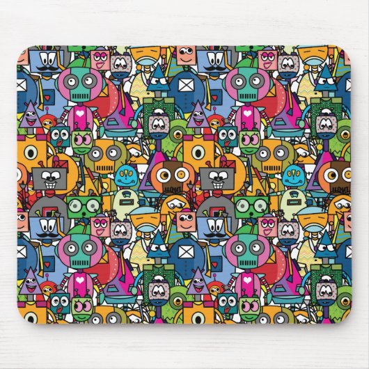 Niedliches Robotermuster Mousepad (Vorne)