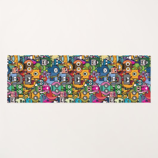 Niedliches Robotermuster Yogamatte (Vorderseite (Horizontal))